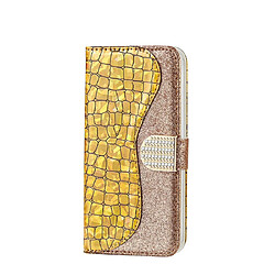 Wewoo Coque Etui à rabat en cuir de crocodile pour iPhone 11 support et emplacements de cartes et porte-monnaie Or