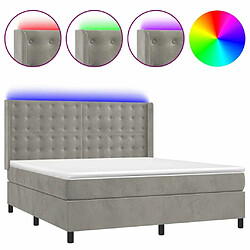 Maison Chic Lit adulte- Lit + matelas + LED,Sommier à lattes de lit matelas et LED Gris clair 180x200 cm -GKD22814