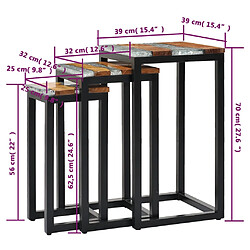 vidaXL Tables gigognes 3 pcs Bois de teck massif et polyrésine pas cher