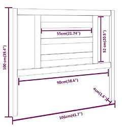 Acheter vidaXL Tête de lit Noir 106x4x100 cm Bois massif de pin