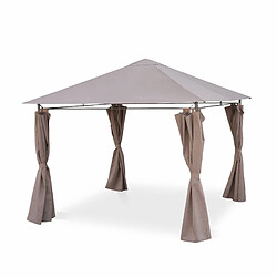 Tonnelle 3x3 m - Elusa - Toile taupe - Pergola avec rideaux, tente de jardin, barnum | sweeek Tonnelle 3x3 m - Elusa - Toile taupe - Pergola avec rideaux. tente de jardin. barnum. chapiteau. réception