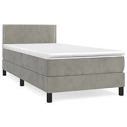 Maison Chic Structures de lit + matelas,Lit à sommier tapissier et matelas pour Chambre Gris clair 80x200 cm Velours -MN71568