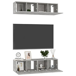 Avis Maison Chic Meubles TV 4 pcs | Banc TV Moderne pour salon | Meuble de Rangement Gris béton 60x30x30 cm Aggloméré -MN60512