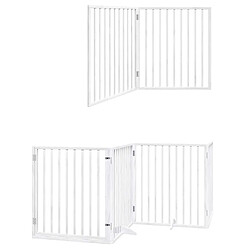 vidaXL Barrière pour chien porte pliable 8panneaux blanc bois peuplier pas cher