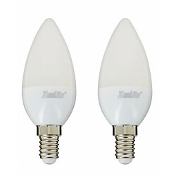 XanLite Pack de 2 x ampoule LED E14 flamme lisse 470 lumens blanc naturel