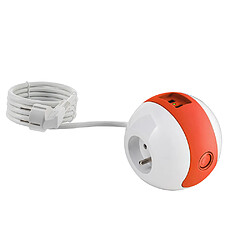 Watt&Co Multiprise Multimédia WATTBALL 2P 16A + 1P 6A + USB 2.1A - Rouge