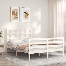 Acheter Maison Chic Cadre/structure de lit avec tête de lit pour adulte - Lit Moderne Chambre blanc 140x190 cm bois massif -MN25040