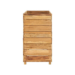 Avis Vente-Unique Jardinière lit surélevé plantes fleurs jardin 100 x 40 x 72 cm bois de teck recyclé et acier 02_0000897