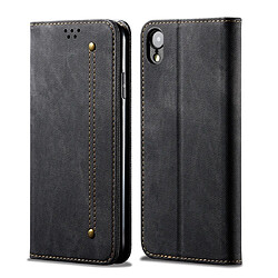 Wewoo Housse Coque Pour iPhone XR Denim Texture Etui en cuir avec rabat horizontal et style décontracté porte-cartes et noir