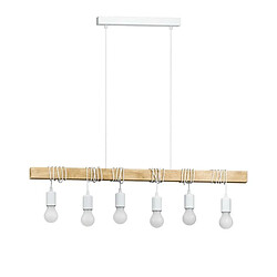 EGLO Lampe suspendue Townshend 6 lampes Bois Blanc et beige