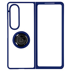 Avizar Coque pour Galaxy Z Fold 4 Bi-matière Bague Métallique Support Vidéo Bleu