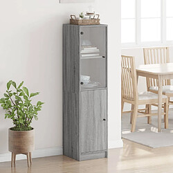 Avis Maison Chic Commode Buffet - Meuble de rangement avec porte en verre sonoma gris 35x37x142 cm -GKD17040