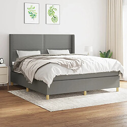 vidaXL Sommier à lattes de lit avec matelas Gris foncé 160x200cm Tissu