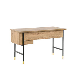 Beliani Bureau effet bois clair / noir avec 2 tiroirs 120 x 60 cm ABILEN pas cher