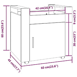 vidaXL Chariot de bureau Chêne marron 60x45x60 cm Bois d'ingénierie pas cher