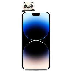 Coque en silicone Motif de dessin animé en 3D, anti-rayures pour votre iPhone 14 Pro - Panda blanc