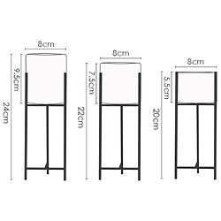 Avis 3pcs nordique vase d'art en fer en céramique fixé pour pot de fleur décor de bureau à la maison noir