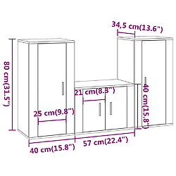 vidaXL Ensemble de meubles TV 3 pcs Blanc Bois d'ingénierie pas cher