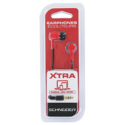 Schneider Écouteurs Xtra Intra-auriculaires Jack Confortables avec Embouts en Silicone Rouge / Noir