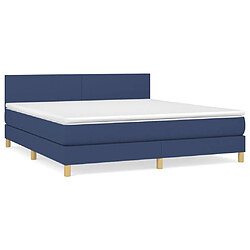 vidaXL Sommier à lattes de lit avec matelas Bleu 180x200 cm Tissu