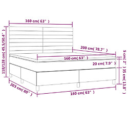 Maison Chic Lit adulte- Lit + matelas,Sommier à lattes de lit et matelas et LED Crème 160x200cm Tissu -GKD12653 pas cher