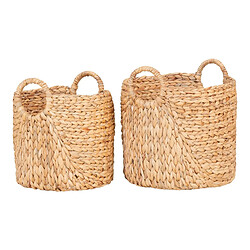 EPIKASA Lot de 2 Paniers Décoratifs de Rangement Passo, Marron, Jacinthe d'Eau, 35x35x37 cm