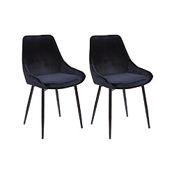 Vente-Unique Lot de 2 chaises - Velours et métal noir - Noir - MASURIE