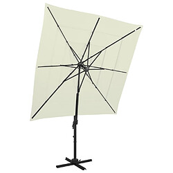 ComfortXL Parasol à 4 Niveaux Avec Mât En Aluminium Sable 250x250 Cm