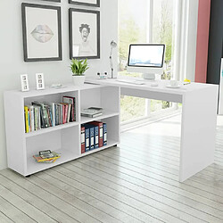 Maison Chic Bureau solide,Table de travail,Bureau d'ordinateur d'angle 4 étagères blanc -GKD99370