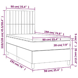 Acheter Maison Chic Lit adulte- Lit + matelas + LED,Sommier à lattes de lit matelas LED Vert foncé 90x190cm Velours -GKD47494