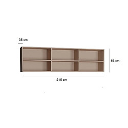 Inside 75 Surmeuble 6 niches de rangements pour lit escamotable horizontal 140 x 200 cm Hauteur 56 cm finition taupe mat