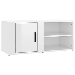 Maison Chic Meuble TV scandinave - Banc TV pour salon Blanc brillant 80x31,5x36 cm Bois d'ingénierie -MN76145