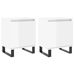 Maison Chic Tables de chevet 2pcs - Table basse Table de nuit - blanc brillant 40x30x50cm bois ingénierie -MN58576