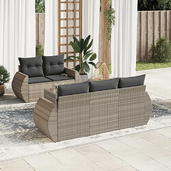 vidaXL Salon de jardin 6 pcs avec coussins gris clair résine tressée