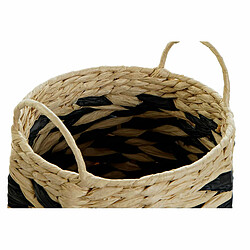 Set de basket DKD Home Decor Naturel Noir Marron Clair Fibre naturelle (30 x 30 x 30 cm)