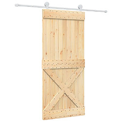 vidaXL Porte coulissante et kit de quincaillerie 90x210 cm pin massif