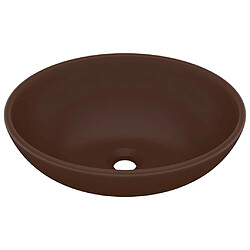 vidaXL Lavabo ovale de luxe Marron foncé mat 40x33 cm Céramique