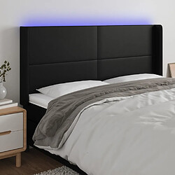 Maison Chic Tête de lit scandinave à LED,meuble de chambre Noir 163x16x118/128 cm Similicuir -MN39239