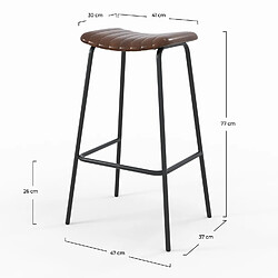 Rendez Vous Deco Tabouret de bar Arsène 77 cm marron (lot de 2)