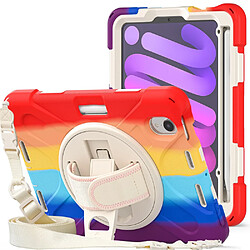 Coque en TPU + silicone avec béquille pivotantes à 360° et bandoulière coloré/rouge pour votre Apple iPad mini (2021)