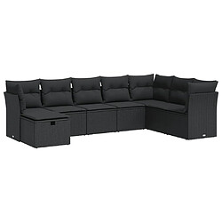 vidaXL Salon de jardin 8 pcs avec coussins noir résine tressée