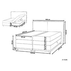 Avis Beliani Lit boxspring en tissu 160 x 200 cm gris clair DYNASTY