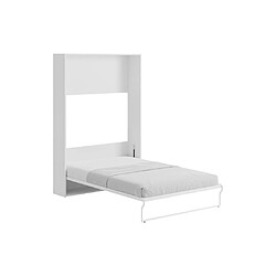 Avis Vente-Unique Lit escamotable 140 x 200 cm - Ouverture verticale manuelle - Blanc et gris - MALINA II