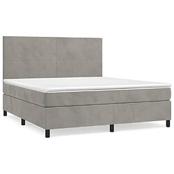 Maison Chic Lit Adulte - Lit simple Lit à sommier tapissier et matelas moelleux - Meuble de Chambre - Gris clair 160x200cm Velours -MN29042