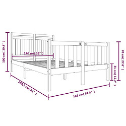 vidaXL Cadre de lit sans matelas noir bois massif 140x200 cm pas cher