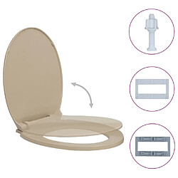 Helloshop26 Siège de toilette abattant WC avec couvercle fermeture en douceur beige ovale 02_0002921