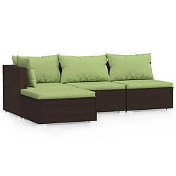 Maison Chic Salon de jardin 4 pcs + coussins - Mobilier/Meubles de jardin - Table et chaises d'extérieur Marron Résine tressée -MN76572