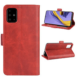 Wewoo Housse Coque Pour Galaxy A51 Double Boucle Crazy Horse Business Étui de téléphone portable avec fonction de support de portefeuille de carte rouge