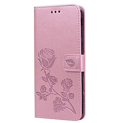 Wewoo Housse Coque Étui en cuir avec rabat horizontal relief Rose pour Samsung Galaxy J4 Plus, support, logements pour cartes et porte-monnaie (or rose)