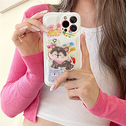 GUPBOO Étui pour iPhone13ProMax Plaid beignets chiot créatif étui de téléphone portable dessin animé doux